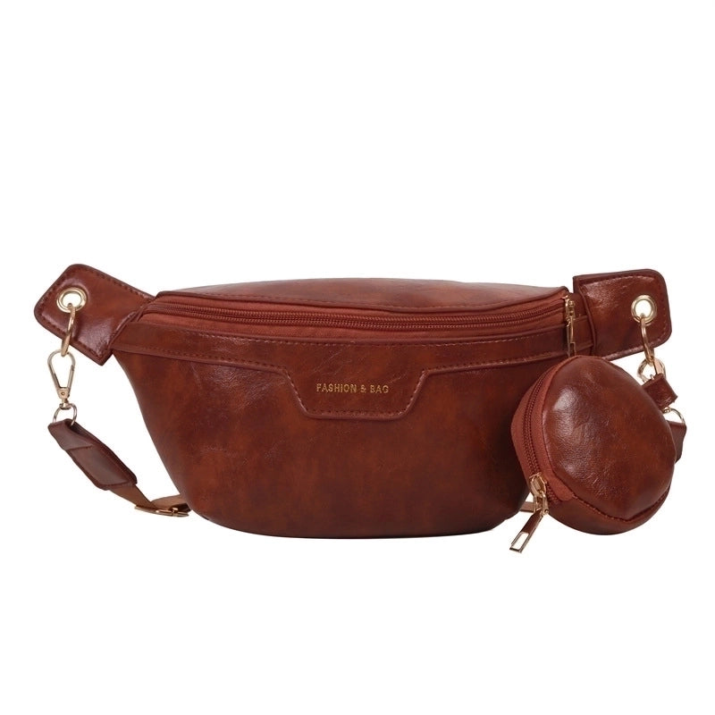 Women's Fashion Solid Color Pu Leather Waist Bags