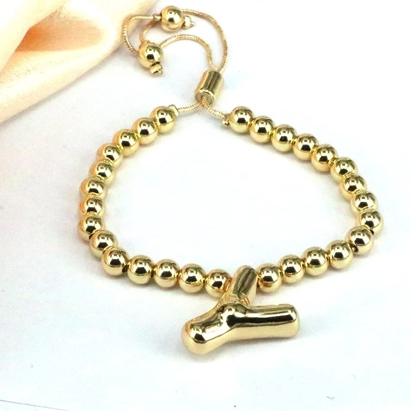 Copper Gold Plated Vintage Style Minimalist Letter Bracelets