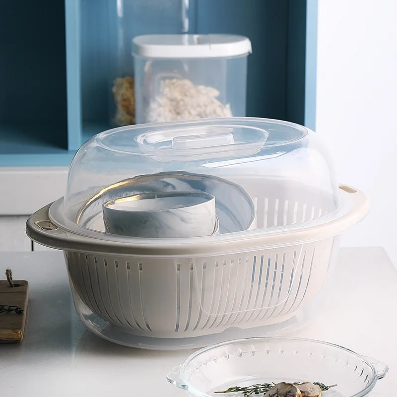 FRUITS & VEGETABLES DRAIN BASKET WITH LID