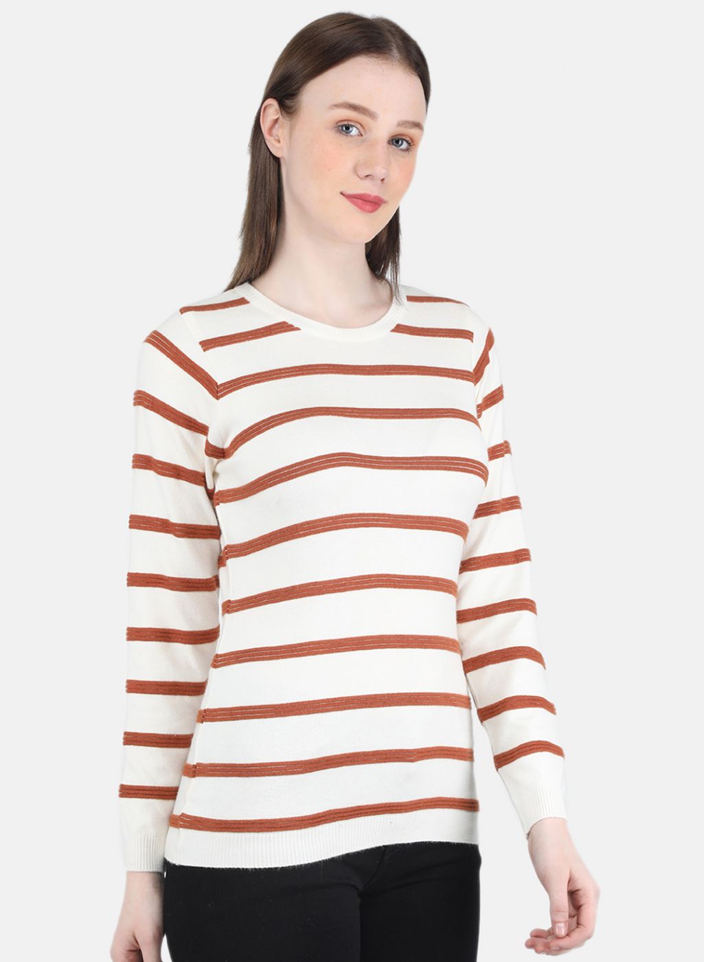 Women White Stripe Top