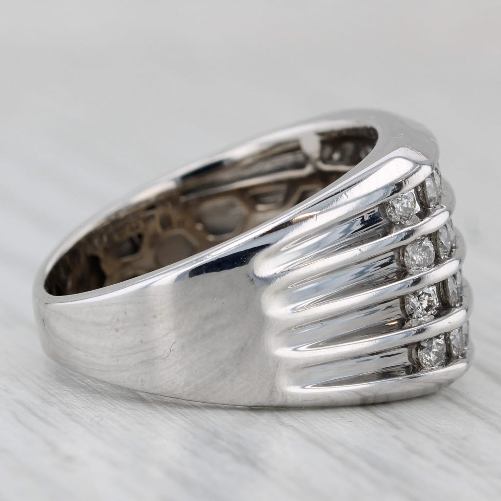 1.15ctw Diamond Ring 10k White Gold Channel Set Rows Size 10.5