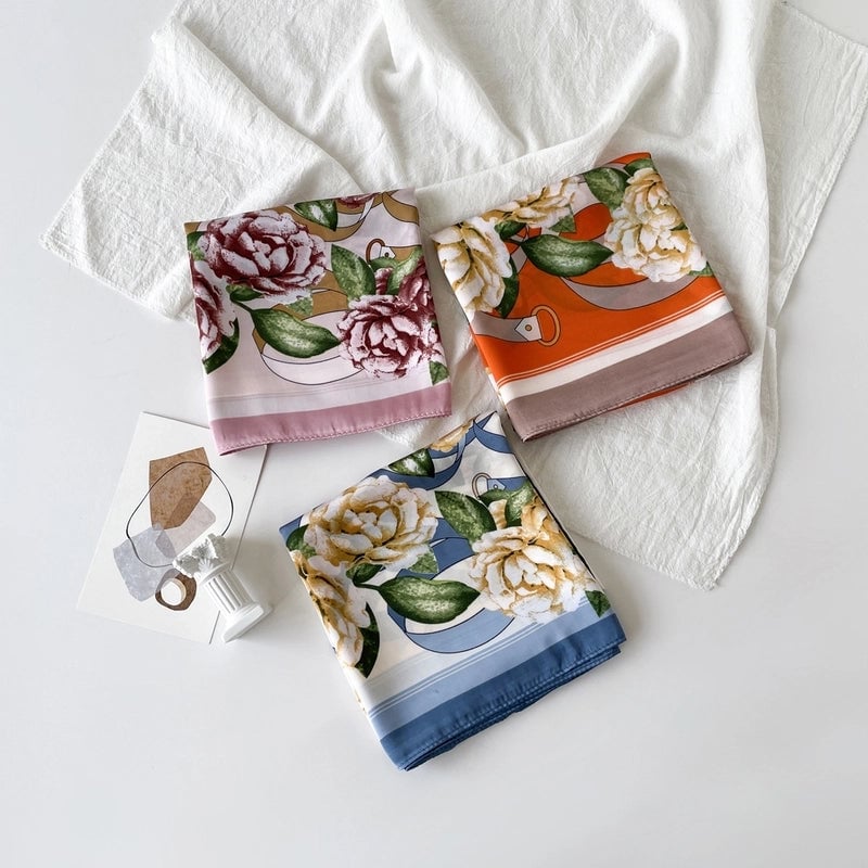 Women's Casual Flower Satin Printing Bandanas