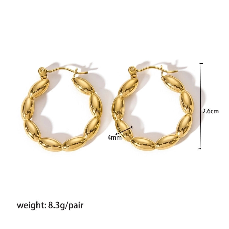 1 Pair Modern Style Round Heart Shape 304 Stainless Steel 18K Gold Plated Hoop Earrings