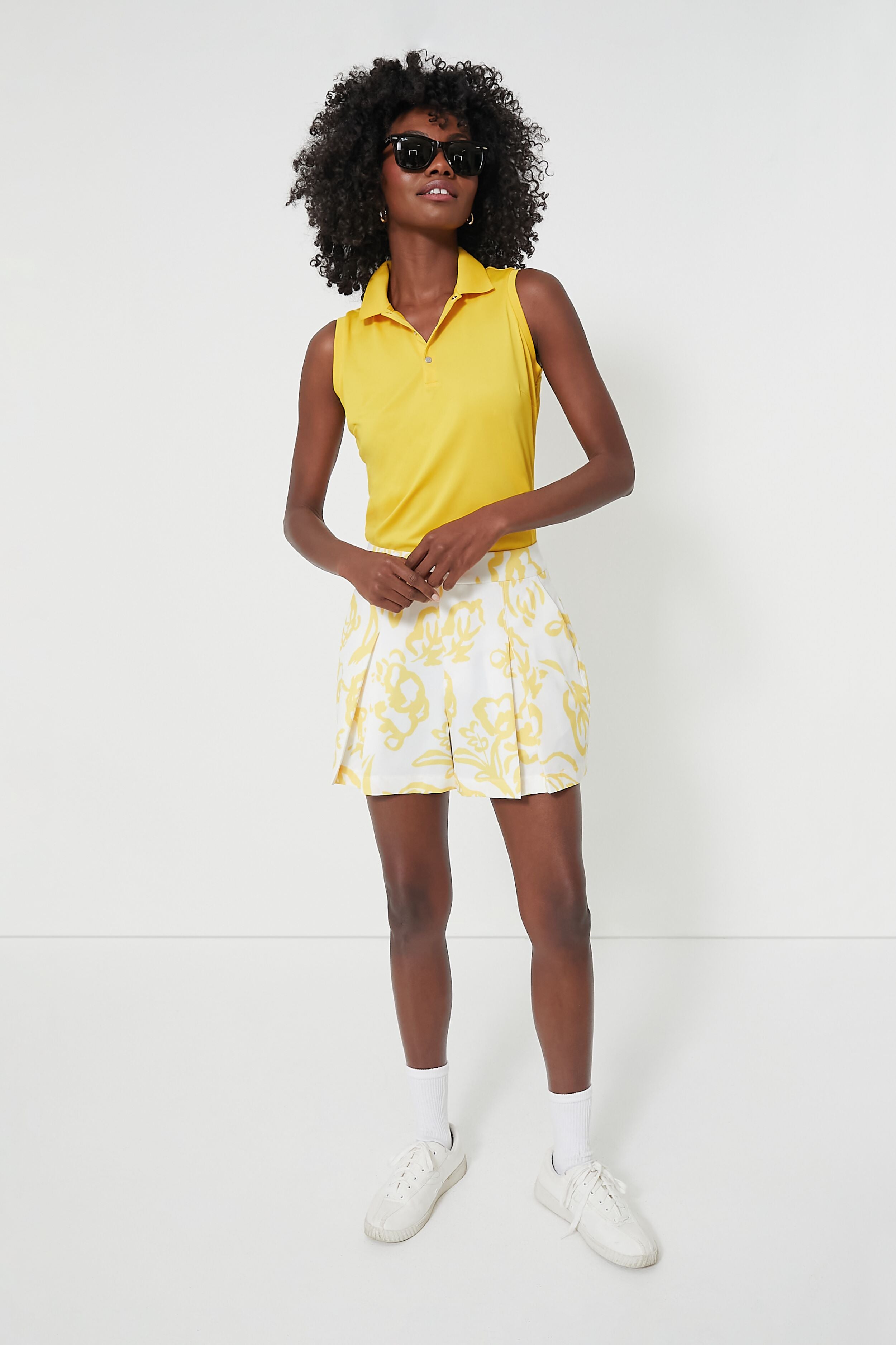 Poly Stretch Wide Leg Pleated Short