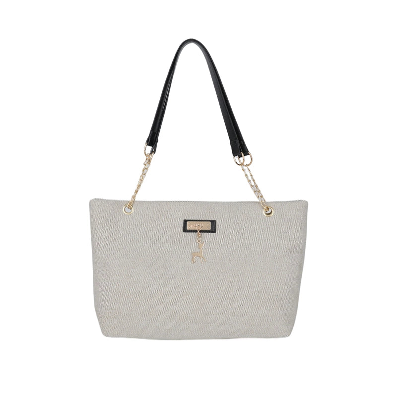 Women's Medium Nylon Solid Color Basic Preppy Style Zipper Tote Bag