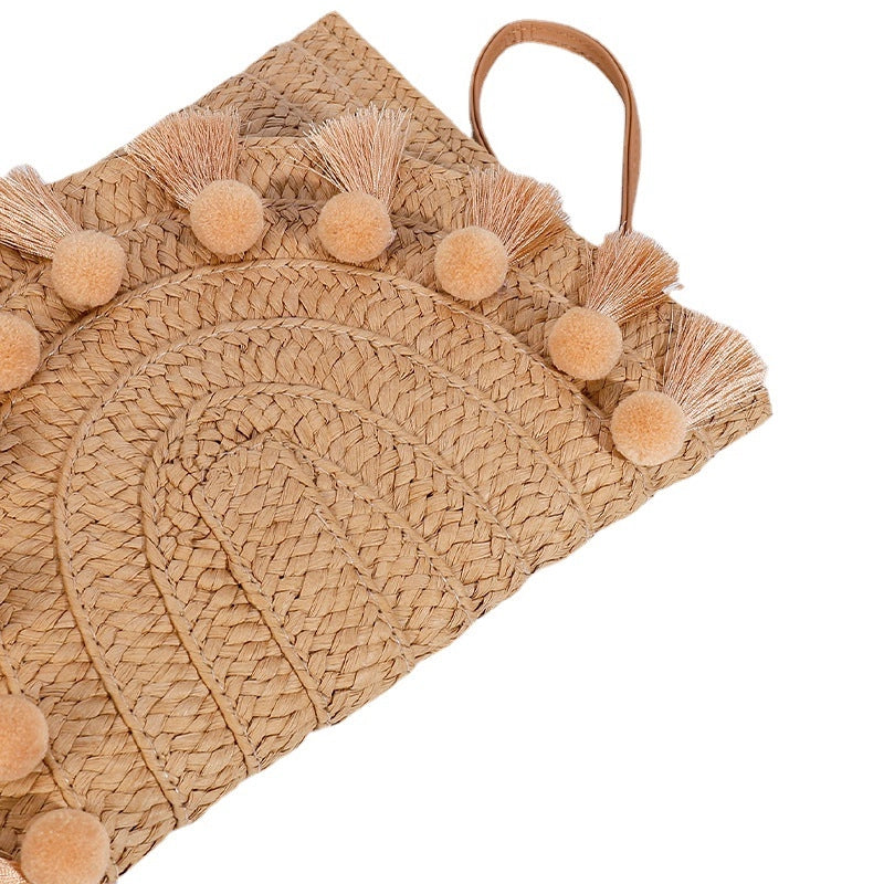 Women's Straw Solid Color Streetwear Square Magnetic Buckle Crossbody Bag