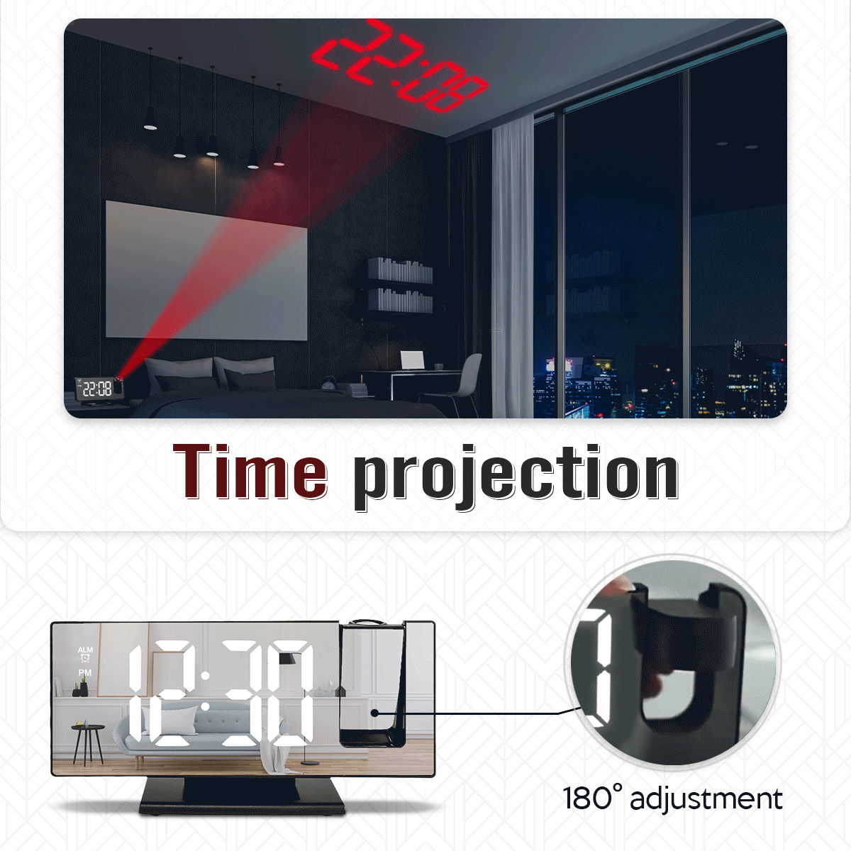 🌟Monthly Specials-40% OFF🌟3D Projection Alarm Clock Makeup LED Mirror