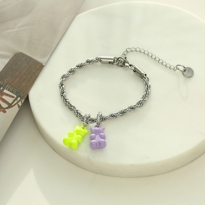 Jewelry Painted Bear Color Pendant Copper Jewelry Accessories Diy Jewelry Necklace Bracelet