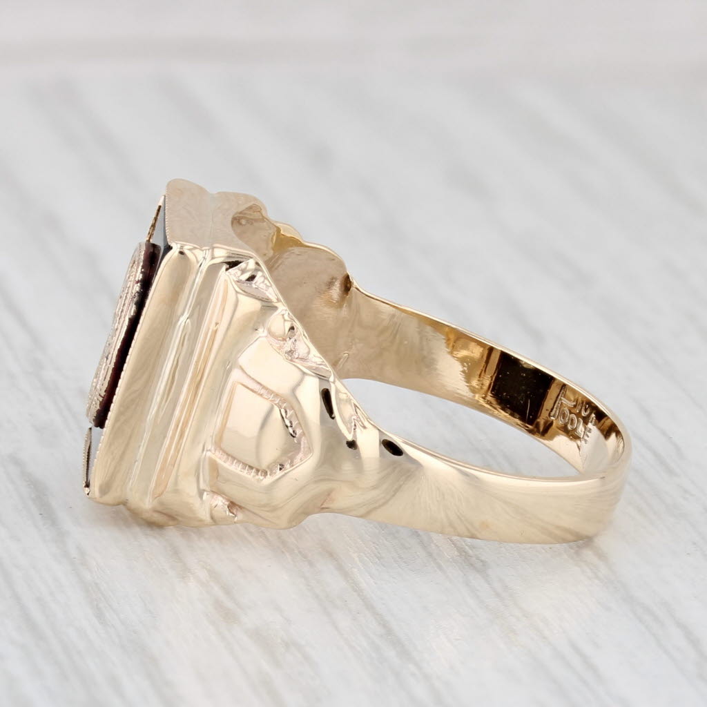 Black Glass Old English Letter G Signet Ring 10k Yellow Gold Size 10 Men's
