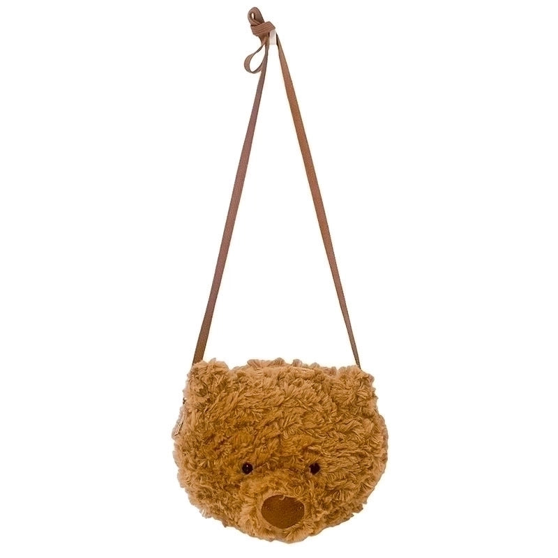 Women's Small Plush Bear Cute Zipper Shoulder Bag