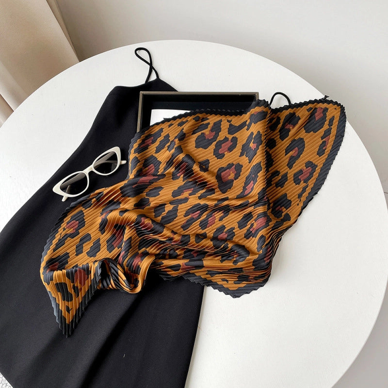 Women's Elegant Lady Leopard Polyester Tie-dye Silk Scarf