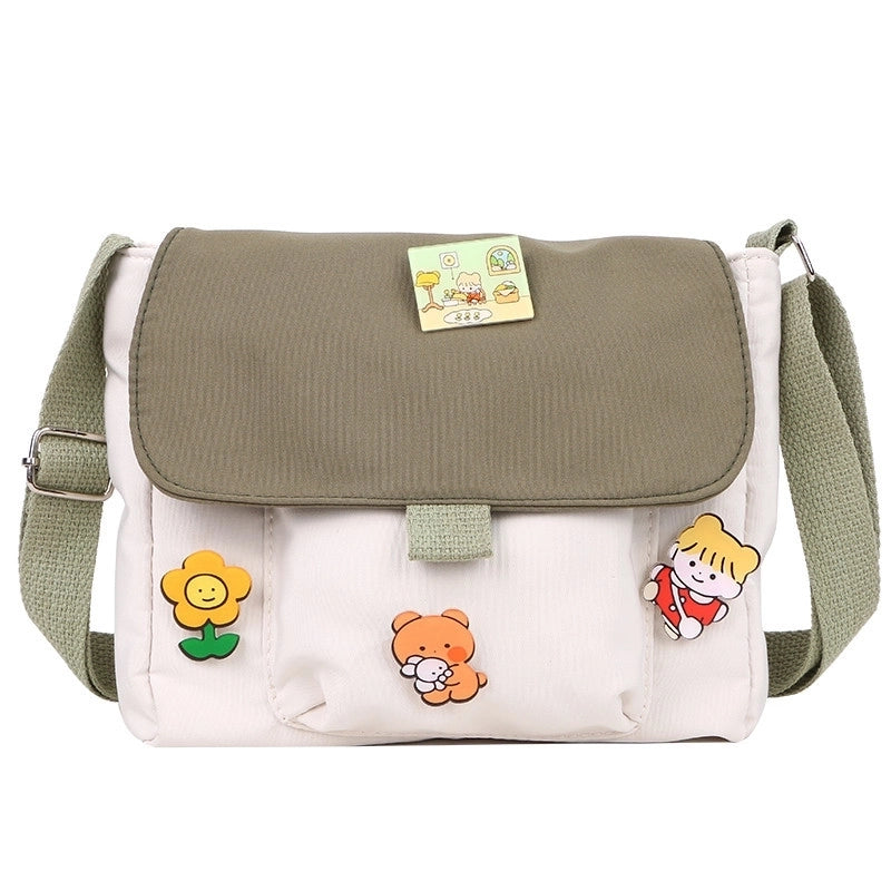 Women's Medium Oxford Cloth Color Block Streetwear Square Fastener Crossbody Bag