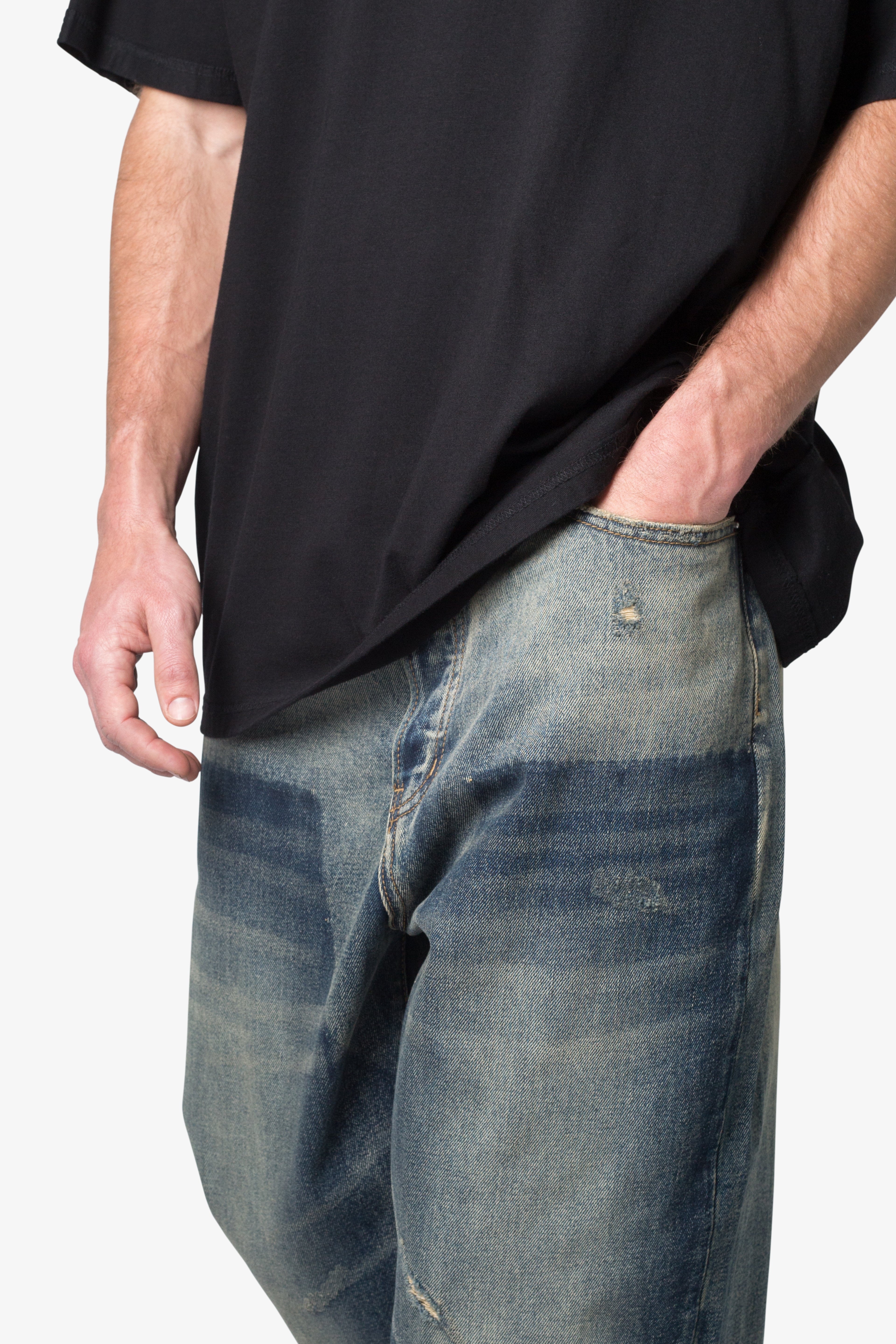 Ultra Baggy Shadow Patch Denim - Washed Light Blue