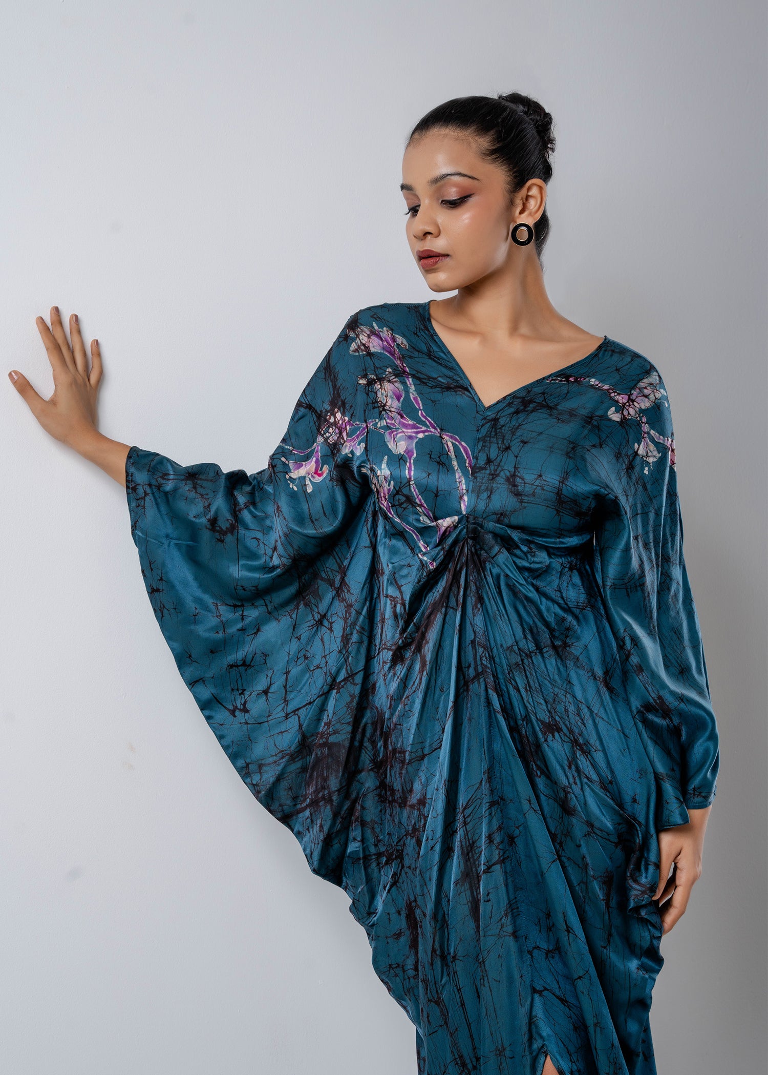 Batik Floral Draped Kaftan