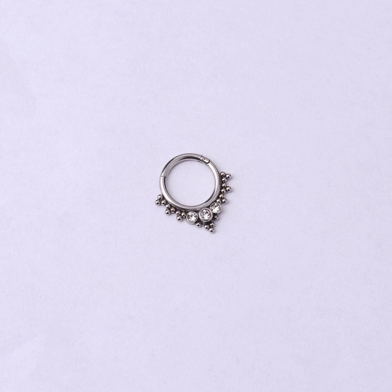 316 Stainless Steel  Fashion Inlaid Zircon Geometric Nose Ring