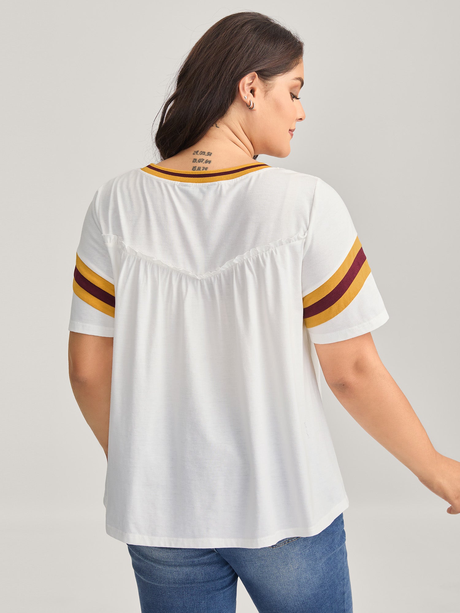 Color Contrast Shirred Flowy Top