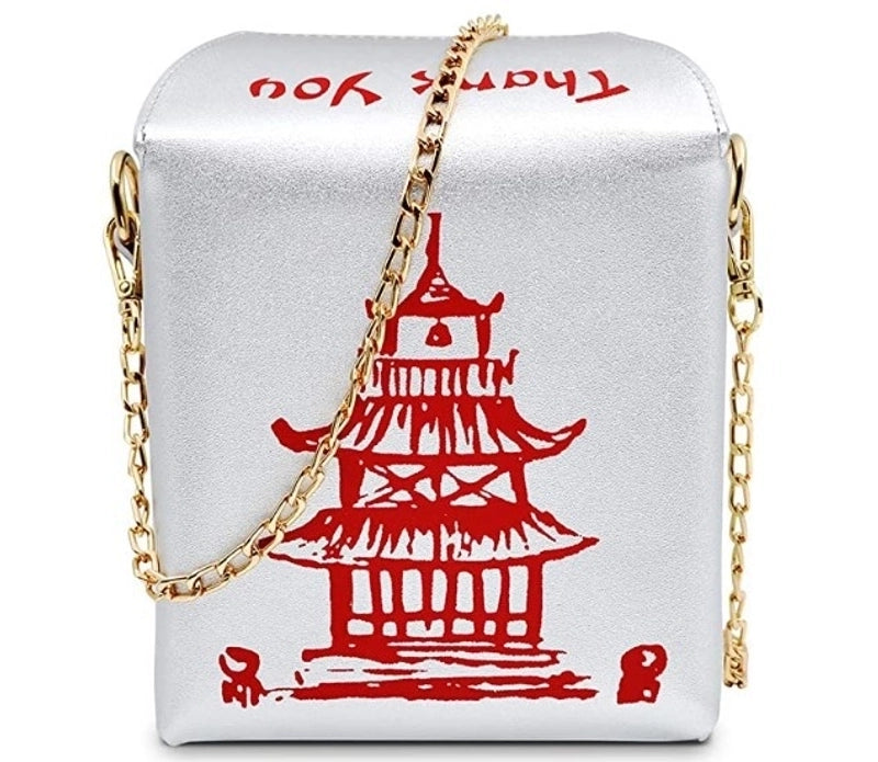 Fashion Simple Pu Chain Messenger Bag Personality Red Iron Tower Printing Shoulder Bag