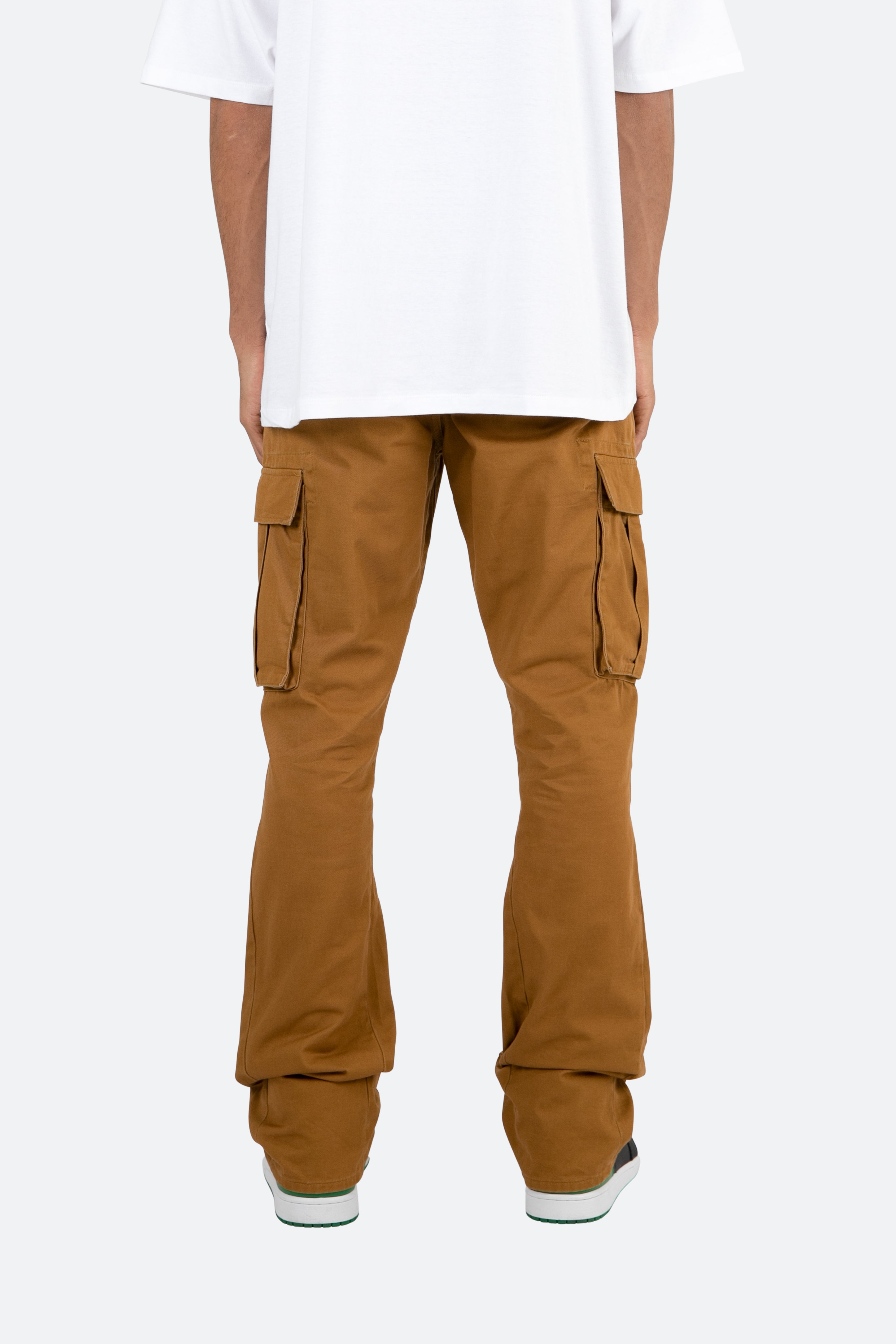 Twill Flare Cargo Pants - Brown