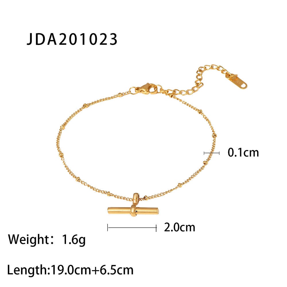 Women Minimalist Geometric Titanium Steel 18K Gold Plated Anklets