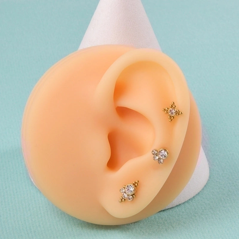 1 Piece Lip Rings Casual Elegant Minimalist Geometric 304 Stainless Steel Plating Inlay Rhinestones 18K Gold Plated