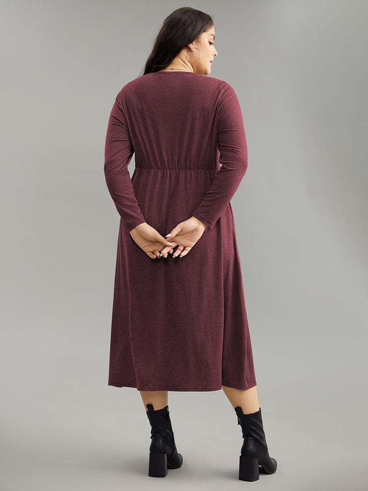 Solid Button Up Pocket Dress