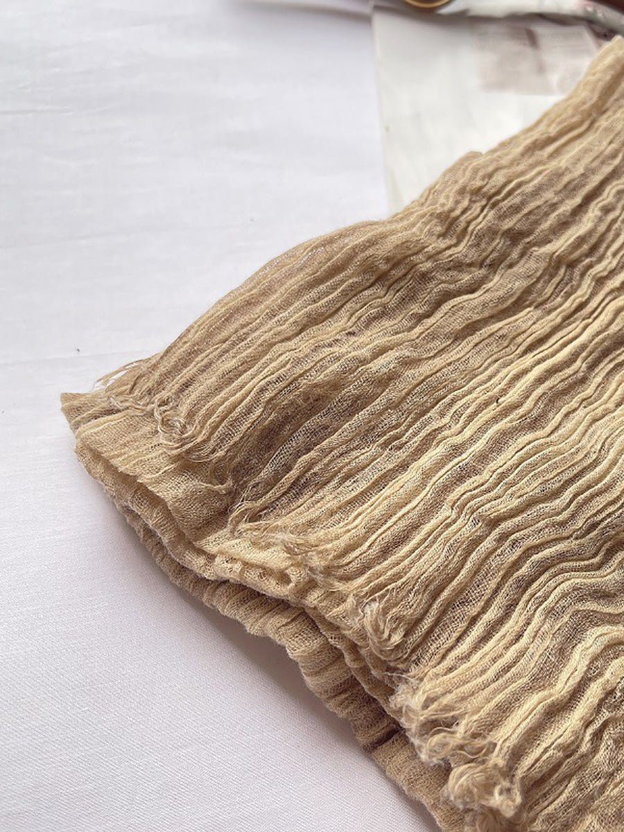 Vintage Pure Color Shirred Shawl Scarf