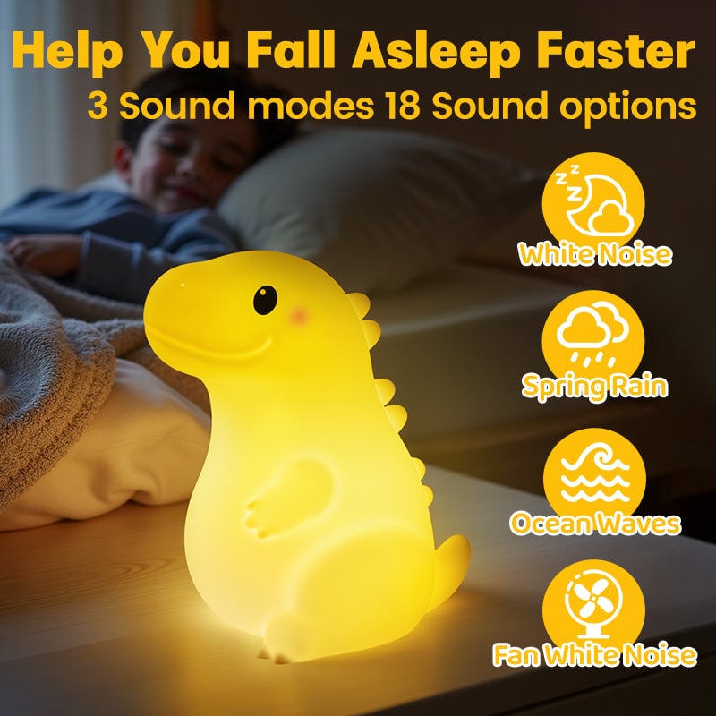 Squishy Silicone Smiley Giant Dinosaur LED Night Light - Perfect Gift for Kids and Girls