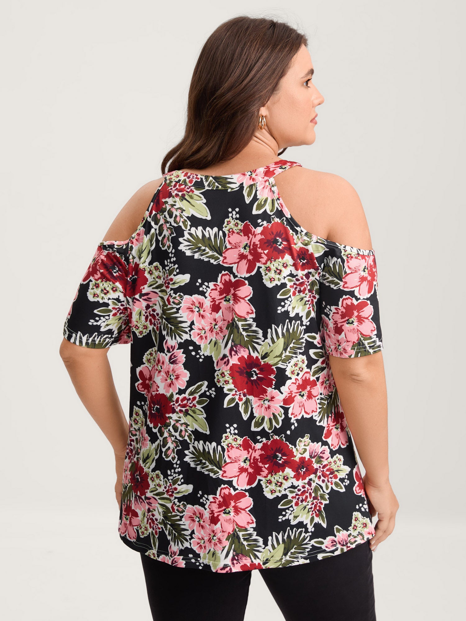 Large Floral Print Off-Shoulder Top