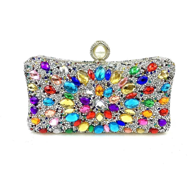 Green Pink Rose Red Arylic Water Droplets Pillow Shape Evening Bags