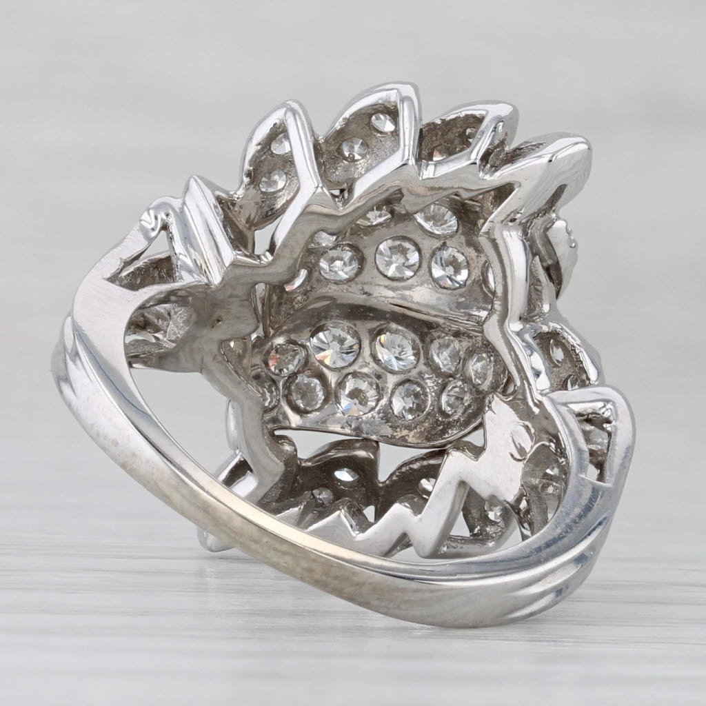 1.15ctw Pave Diamond Cluster Cocktail Ring 14k White Gold Size 7.75
