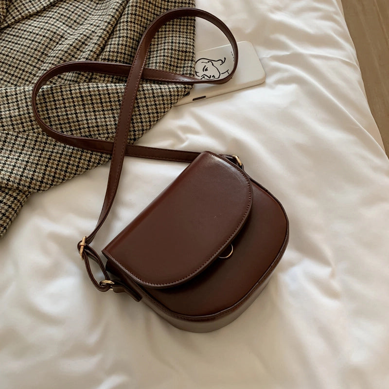 Women's Pu Leather Solid Color Basic Classic Style Square Flip Cover Crossbody Bag