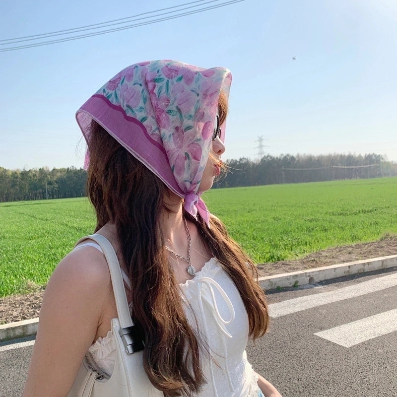 Women's Sweet Pastoral Flower Polyester Printing Bandanas