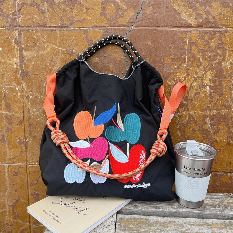Women's Medium Polyester Animal Plant Streetwear Square Open Shopping Bags