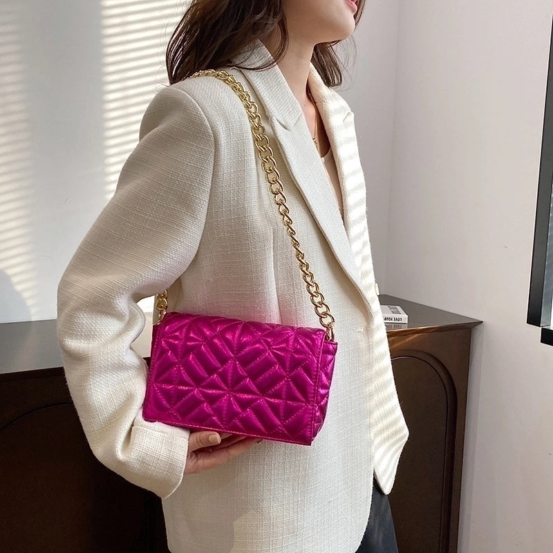 Women's Large Pu Leather Solid Color Fashion Square Zipper Crossbody Bag