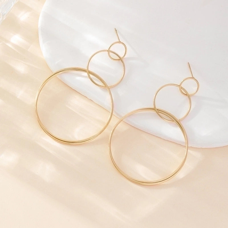 2 Pieces Elegant Lady Round Flower Snake Plating 316 Stainless Steel  Titanium Steel 18K Gold Plated Drop Earrings