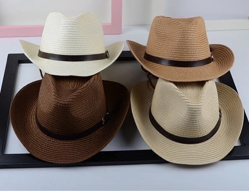 Women's Minimalist Color Block Crimping Straw Hat