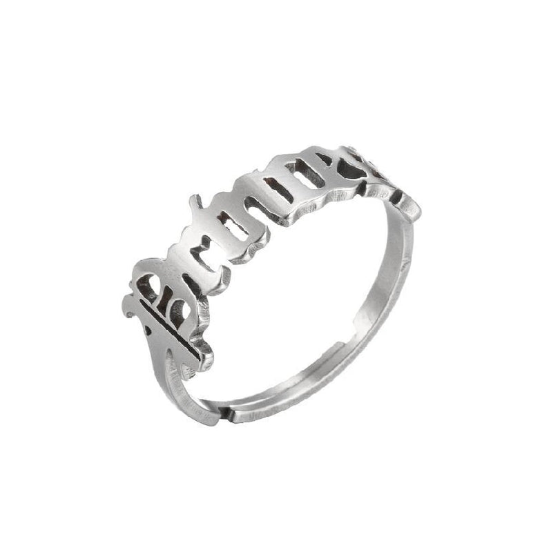 Fashion Letter 201 Stainless Steel 18K Gold Plated Hollow Out Rings