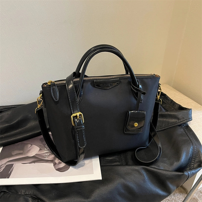 Women's Nylon Solid Color Classic Style Square Zipper Crossbody Bag