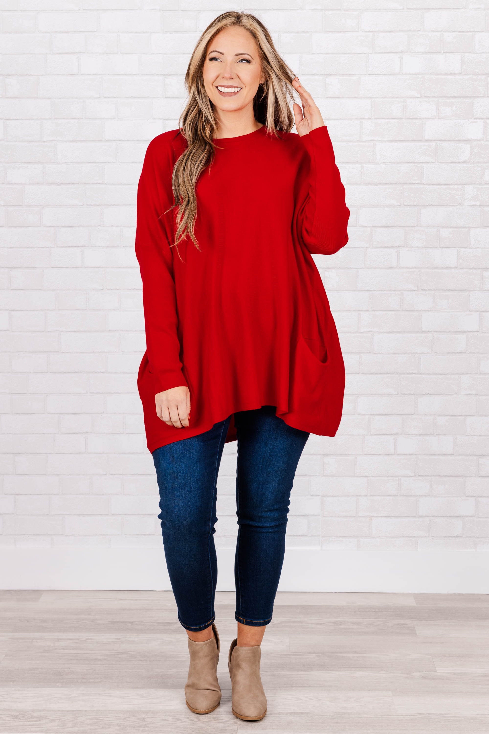 Snow Whispers Tunic. Red