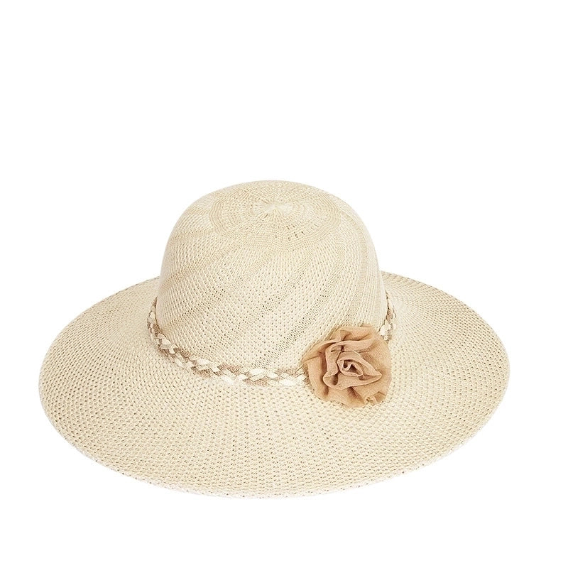 Women's Minimalist Flower Big Eaves Straw Hat
