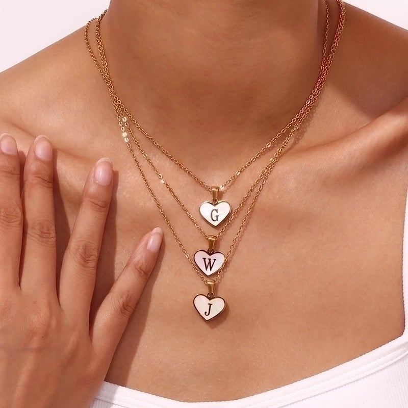 Minimalist Letter Heart Shape 304 Stainless Steel Shell Plating Pendant Necklace
