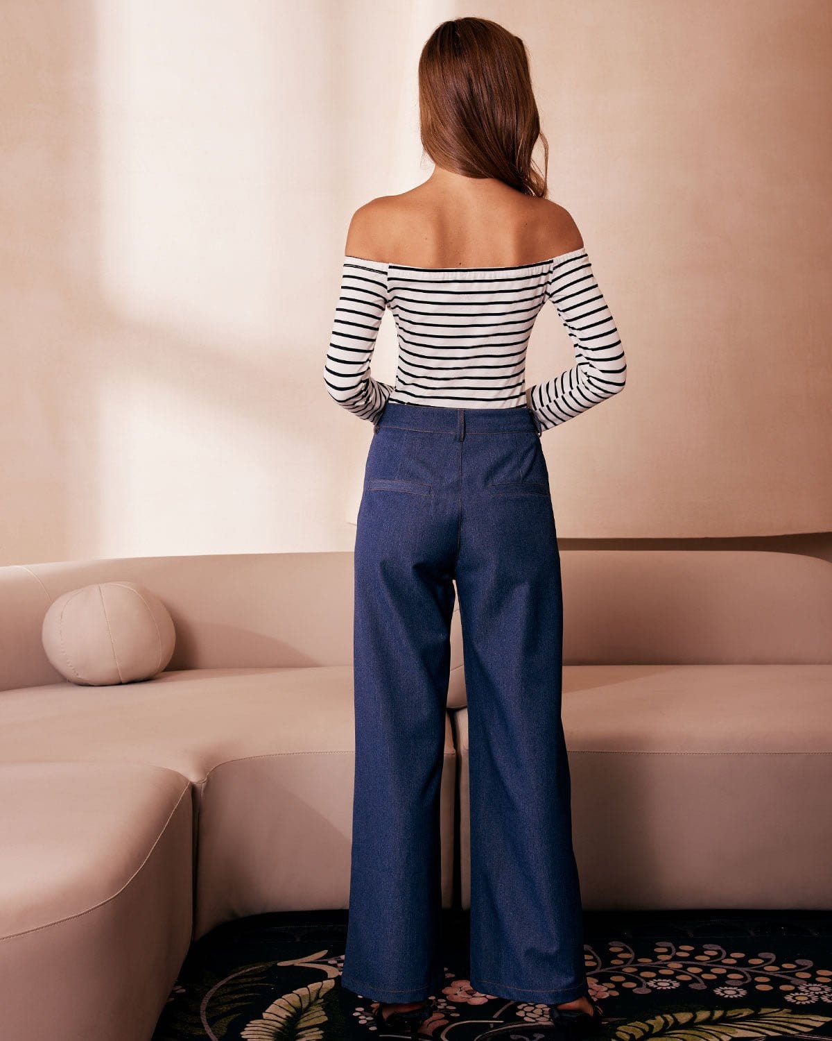 The Blue High Waisted Wide Leg Faux Jeans