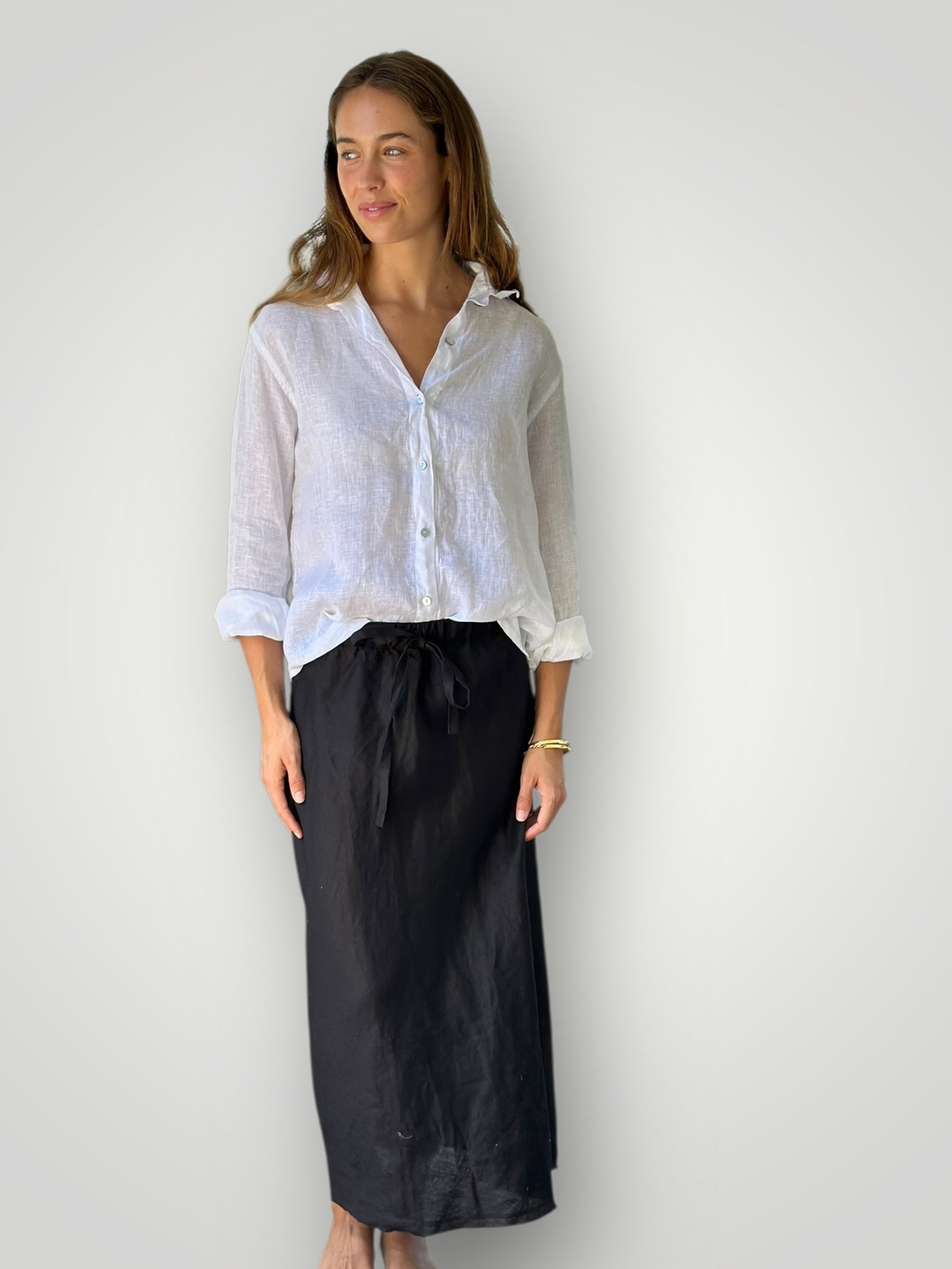 anthea skirt - black linen
