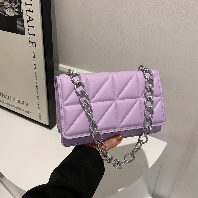 Women's Pu Leather Solid Color Basic Square Flip Cover Shoulder Bag Underarm Bag