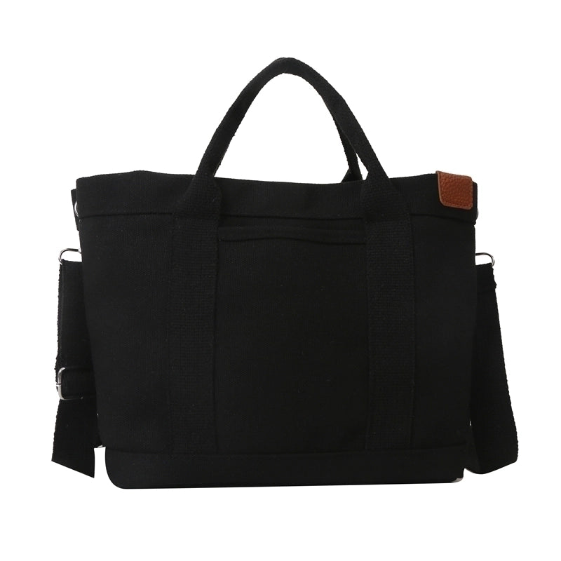 Women's Canvas Solid Color Basic Square Magnetic Buckle Shoulder Bag Crossbody Bag