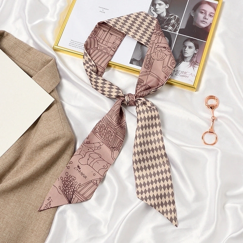Women's Lady Geometric Satin Silk Scarf