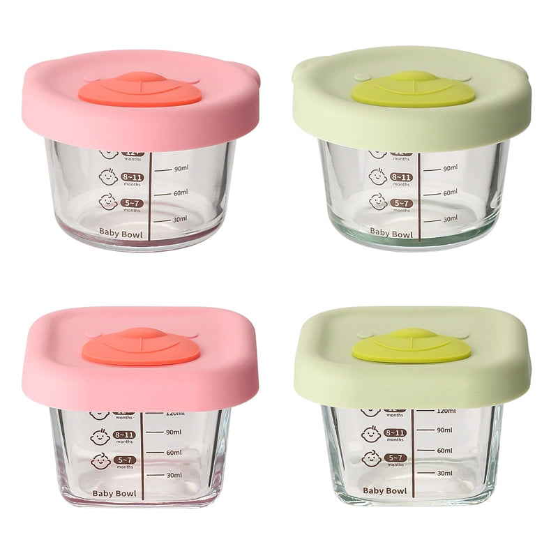 Baby Food Supplement Box Sealed Storage Box Baby Special Glass Food Supplement Bowl Bear Silicone Cover Cooking Crisper
