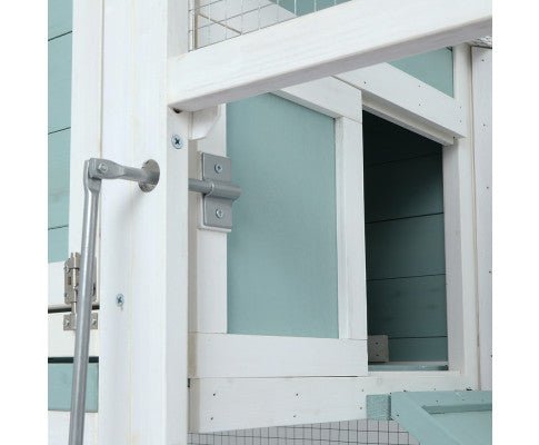 Modern Wooden Outdoor Rabbit Run Enclosure in Mint