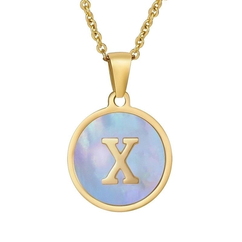 Fashion Letter Titanium Steel Plating Shell Necklace