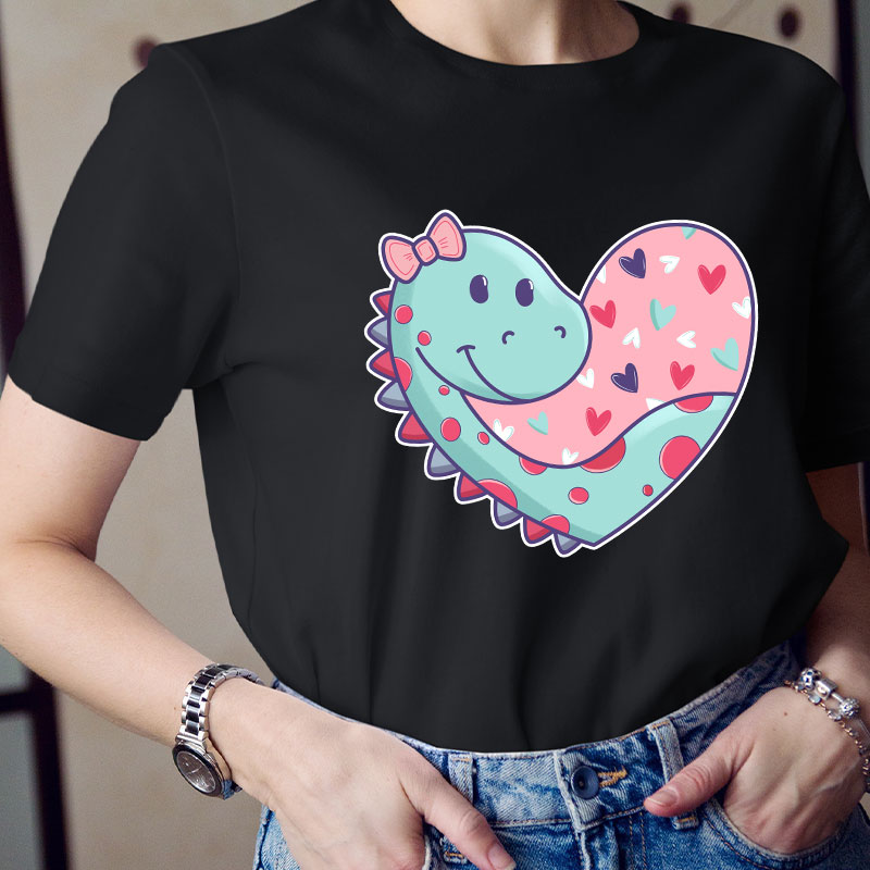 Cute Valentine Dinosaur Teacher T-Shirt